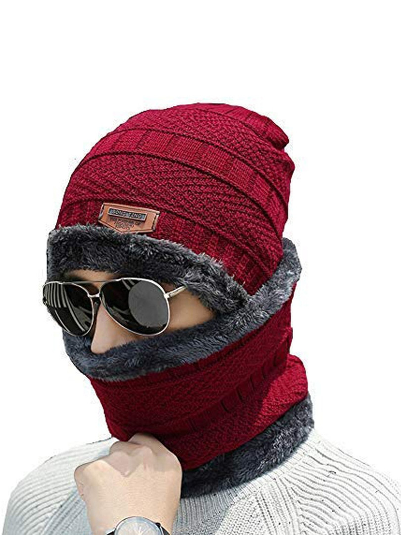 Navkar Crafts Unisex Winter Beanie Hat Scarf Set
